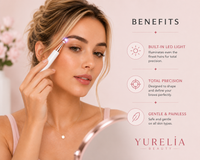 Yurelia Flawless Brow Trimmer benefits: LED light, precision, gentle on skin