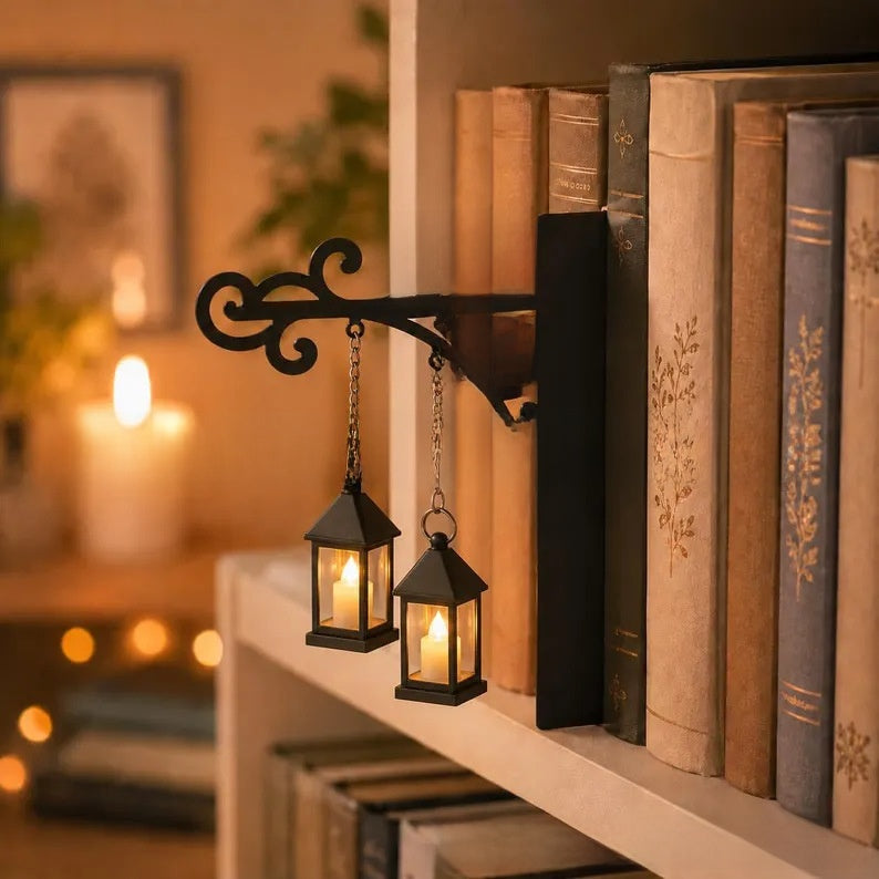 Decorative Iron Lantern Light for Shelf Desk Garden