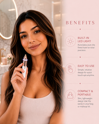 Yurelia Flawless Brow Trimmer benefits: LED light, easy to use, compact and portable